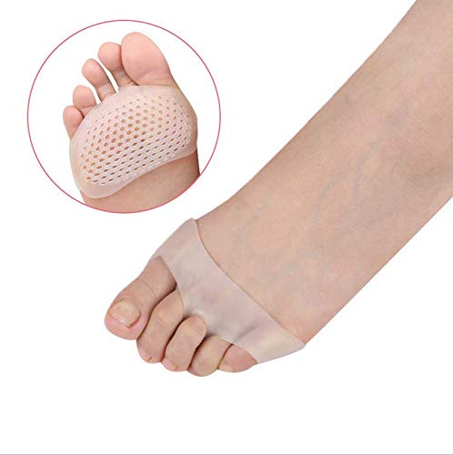 Almohadillas de Gel para Antepié,5 Pair Almohadillas Metatarsianas Transpirables Blanco Cojines de Bola de Pie Separador del Dedo Aliviar el Dolor para Mujeres y Hombres