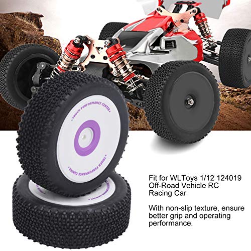 Alomejor 2Pcs RC Neumático RC Rueda RC Repuesto de neumático sobre orugas para WLtoys 1/12 RC Car