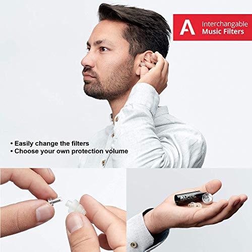 Alpine MusicSafe Tapones para los oídos para músicos - Mejora tu experiencia musical con dos filtros intercambiables - Protección auditiva Hipoalergénico - Tapones reutilizables - Transparente