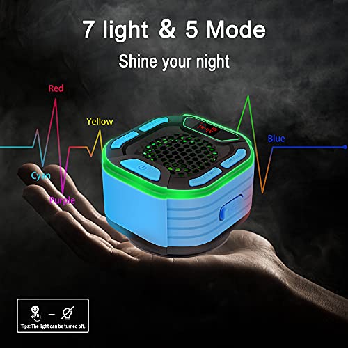Altavoz de Ducha Bluetooth 5.0, IPX7 Altavoz Inalámbrico Portátil a Prueba de Agua Radio de Ducha con Pantalla LED Ventosa, Luces de Colores, 66Pies con 12Horas de Reproducción para Fiestas en Casa