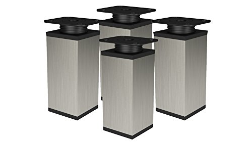 Alusfera Patas de Mesa de Metal Regulables en Altura para Muebles, Patas de sofá o zócalo, Perfil de Aluminio, 4 Unidades, 40 x 40 mm (150 mm, INOX), 4 x 40 x 40 x 150, 150 mm