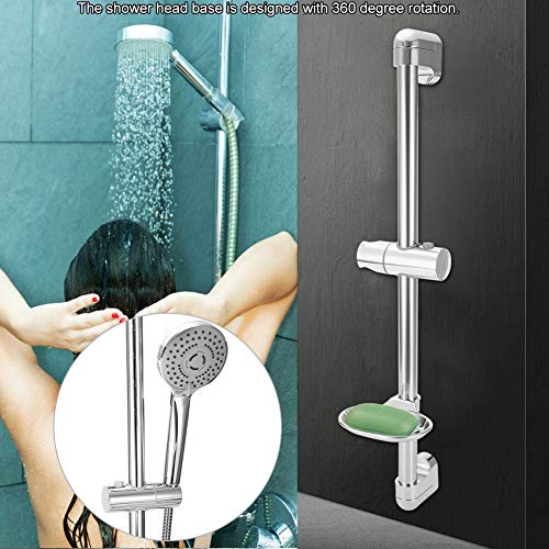 Alvinlite Barra de Ducha, Acero Inoxidable Barra Deslizante Ducha Pared Cromo Universal con Caja de jabón con Soporte para Cabezal de Ducha