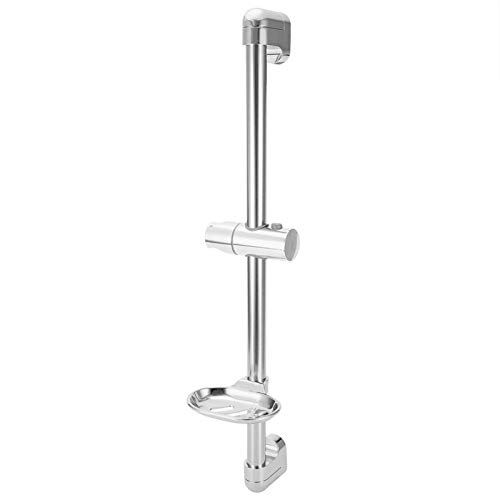 Alvinlite Barra de Ducha, Acero Inoxidable Barra Deslizante Ducha Pared Cromo Universal con Caja de jabón con Soporte para Cabezal de Ducha