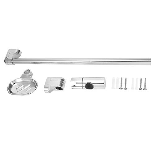 Alvinlite Barra de Ducha, Acero Inoxidable Barra Deslizante Ducha Pared Cromo Universal con Caja de jabón con Soporte para Cabezal de Ducha