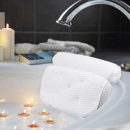AmazeFan Cojín de baño de Lujo para bañera y SPA con tecnología de Malla de Aire 4D y 7 ventosas. Soporte para Cabeza, Espalda, Hombros y Cuello. Adecuado para bañeras y spas en casa.