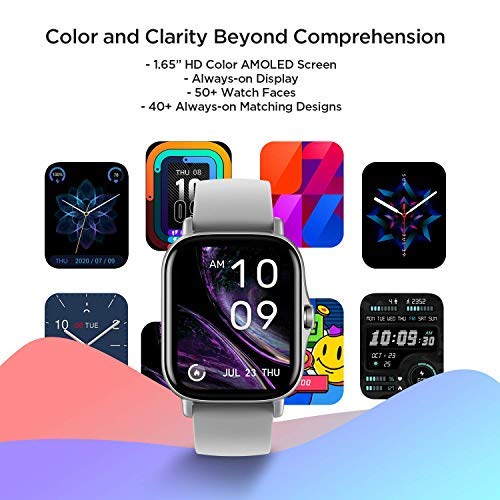 Amazfit GTS 2 Smartwatch Reloj Inteligente con Llamada bluetooth 90 Modos Deportivos Monitor de saturación de oxígeno Sangre y de Frecuencia Cardíaca Almacenamiento de música de 3 GB,Gris