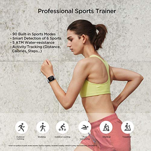Amazfit GTS 2 Smartwatch Reloj Inteligente con Llamada bluetooth 90 Modos Deportivos Monitor de saturación de oxígeno Sangre y de Frecuencia Cardíaca Almacenamiento de música de 3 GB,Gris