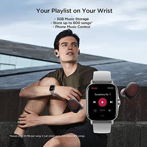 Amazfit GTS 2 Smartwatch Reloj Inteligente con Llamada bluetooth 90 Modos Deportivos Monitor de saturación de oxígeno Sangre y de Frecuencia Cardíaca Almacenamiento de música de 3 GB,Gris