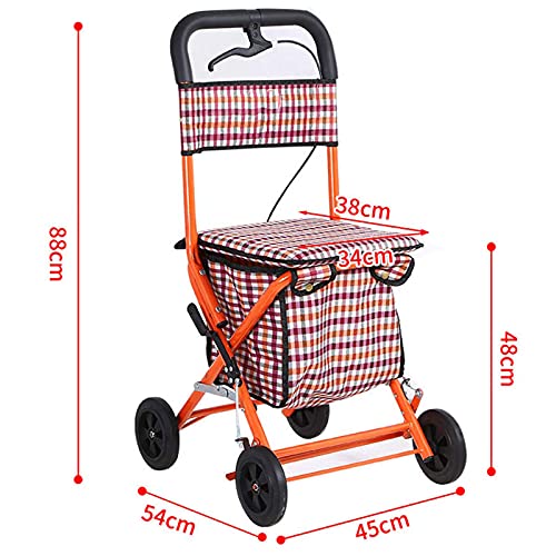 AMAZOM Carritos De Compras, Cómodo Carrito Plegable - Diseño Ligero Y Seguro Carrito De Compras De Cuatro Ruedas para Personas Mayores - Un Andador con Asientos con Ruedas