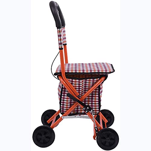 AMAZOM Carritos De Compras, Cómodo Carrito Plegable - Diseño Ligero Y Seguro Carrito De Compras De Cuatro Ruedas para Personas Mayores - Un Andador con Asientos con Ruedas