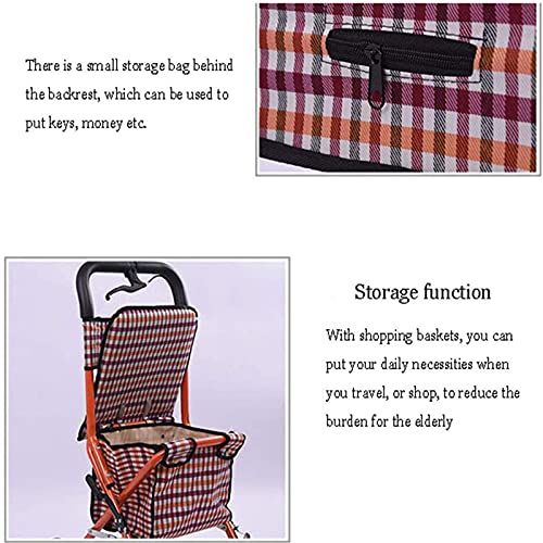 AMAZOM Carritos De Compras, Cómodo Carrito Plegable - Diseño Ligero Y Seguro Carrito De Compras De Cuatro Ruedas para Personas Mayores - Un Andador con Asientos con Ruedas
