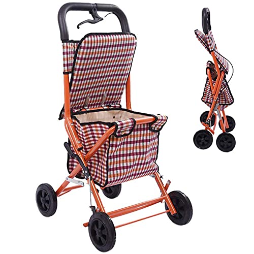 AMAZOM Carritos De Compras, Cómodo Carrito Plegable - Diseño Ligero Y Seguro Carrito De Compras De Cuatro Ruedas para Personas Mayores - Un Andador con Asientos con Ruedas