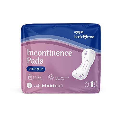 Amazon Basic Care Almohadillas Extra Plus para incontinencia, 6 paquetes de 8 (total 48)