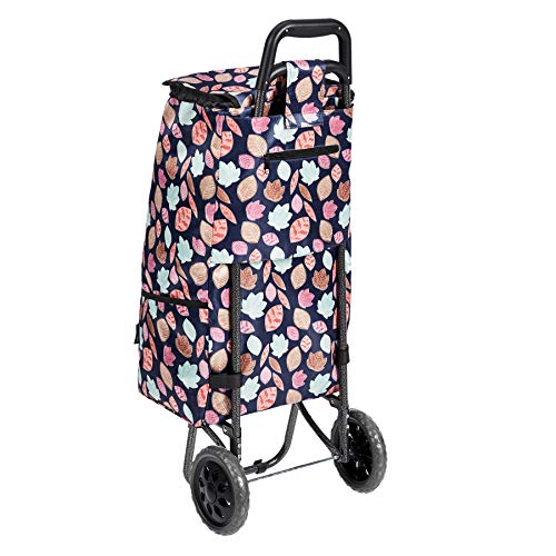 Amazon Basics - Carrito de la compra con 2 ruedas, 40 litros, color azul vaquero