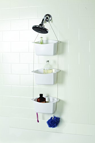 Amazon Basics - Estante de ducha ajustable, 3 cestos, Blanco