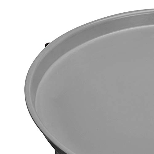 Amazon Basics - Mesa redonda con capacidad de almacenamiento en gris oscuro con tejido gris jaspeado