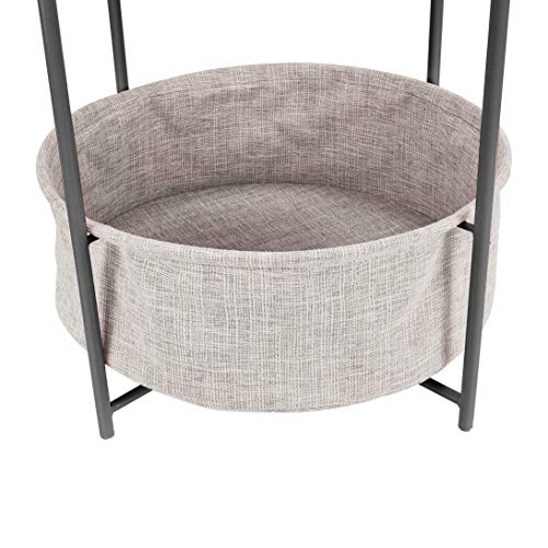 Amazon Basics - Mesa redonda con capacidad de almacenamiento en gris oscuro con tejido gris jaspeado