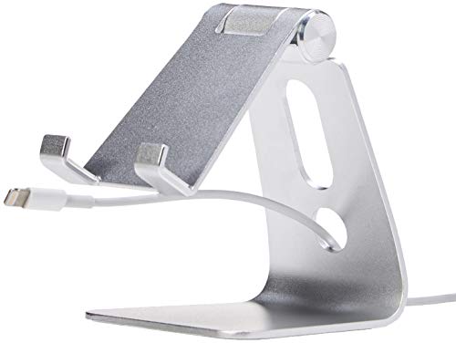 Amazon Basics – Soporte ajustable para teléfono móvil iPhone y Android | Plateado