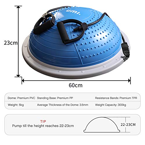 Amazon Brand - Umi - Balance Trainer Fitball Bola de Equilibrio para Entrenamiento 60cm con Inflador y Bomba para Fitness Gimnasio