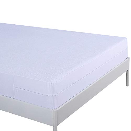 Amazon Brand - Umi Funda de colchón Impermeable con Cremallera, Algodón - Altura 16 cm (90x190cm
