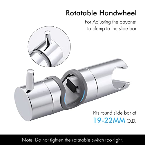 Amazon Brand - Umi Soporte Ducha 19-22mm ABS Almohadilla Ajustable del Cromo del Soporte de La Abrazadera del Resbalador de Ducha Rotating 360 Degrees Para el Cuarto de Baño, PB10S22-CH