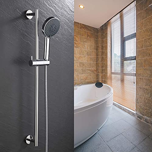 Amazon Brand - Umi Soporte Ducha 19-22mm ABS Almohadilla Ajustable del Cromo del Soporte de La Abrazadera del Resbalador de Ducha Rotating 360 Degrees Para el Cuarto de Baño, PB10S22-CH