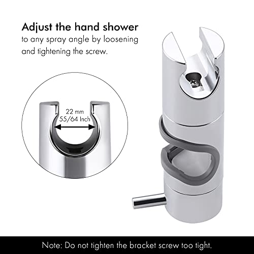 Amazon Brand - Umi Soporte Ducha 19-22mm ABS Almohadilla Ajustable del Cromo del Soporte de La Abrazadera del Resbalador de Ducha Rotating 360 Degrees Para el Cuarto de Baño, PB10S22-CH