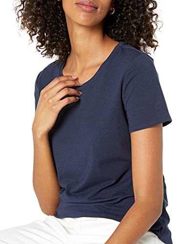 Amazon Essentials 2-Pack Tech Stretch Short-Sleeve Crew T-Shirt Athletic-Shirts, Azul Marino (Navy/Orchid), Medium