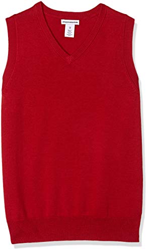 Amazon Essentials Boys Uniform V-Neck Sweater Vest Vests, Rojo (Scooter Red), XL