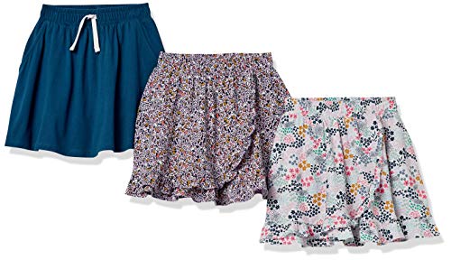 Amazon Essentials Knit Scooter Skirts Falda para Patinete, Azul Marino, Floral, 4-5 años