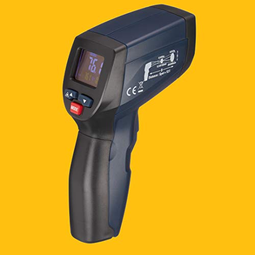AmazonCommercial DT-827V - Termómetro infrarrojos con láser doble, emisividad ajustable, 12:1, 760 ºC, pantalla de negatividad