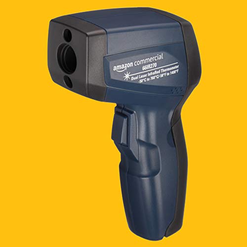 AmazonCommercial DT-827V - Termómetro infrarrojos con láser doble, emisividad ajustable, 12:1, 760 ºC, pantalla de negatividad
