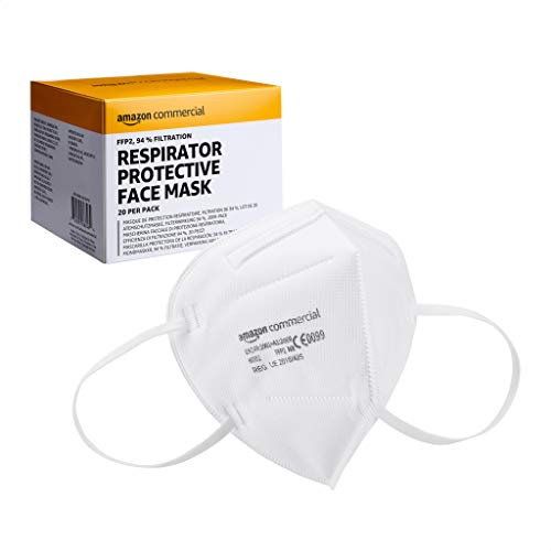 AmazonCommercial - Mascarillas FFP2, con marcado CE, índice de filtrado del 94 % (20 unidades)