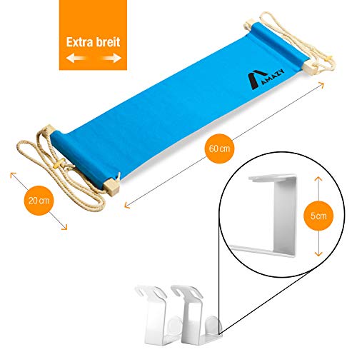 Amazy Reposapiés de oficina – Práctica hamaca para pies para hogar y oficina – Hamaca para escritorio para trabajar de manera más cómoda (Azul)