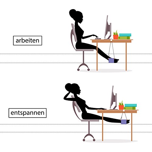 Amazy Reposapiés de oficina – Práctica hamaca para pies para hogar y oficina – Hamaca para escritorio para trabajar de manera más cómoda (Azul)