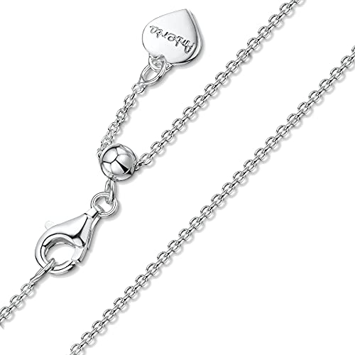 Amberta Collar en Fina Plata De Ley 925 con Logo de Corazón - Cadena de Belcher en 1.2 mm - Ajustable hasta 55 cm - Círculo Deslizante