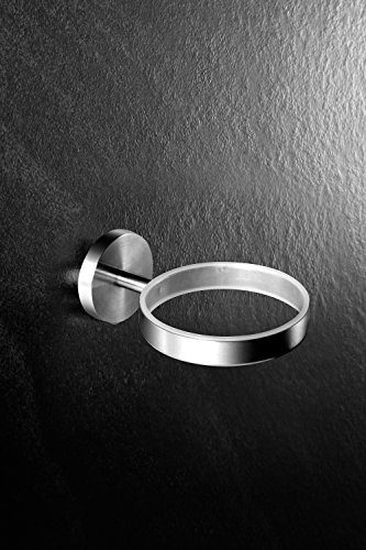 Ambrosya® | Exclusivo portaescobillas de Acero Inoxidable | Cuarto de baño Sostenedor de Cristal Escobilla del Inodoro Cepillo del Inodoro Set del Inodoro (Acero Inoxidable (Cepillado))