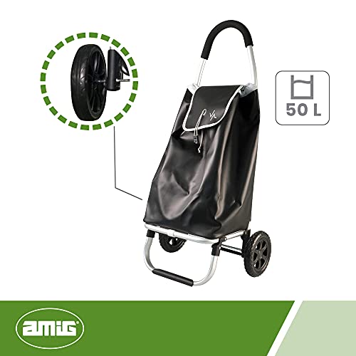 Amig Carro de la Compra, Negro, 50 litros