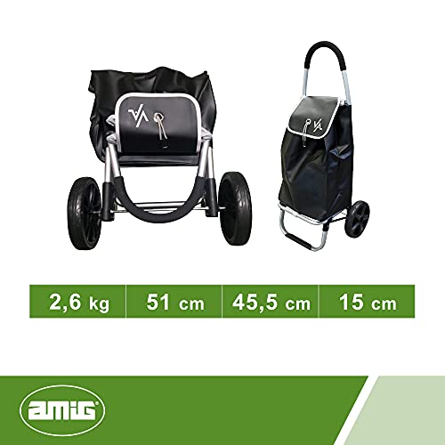 Amig Carro de la Compra, Negro, 50 litros