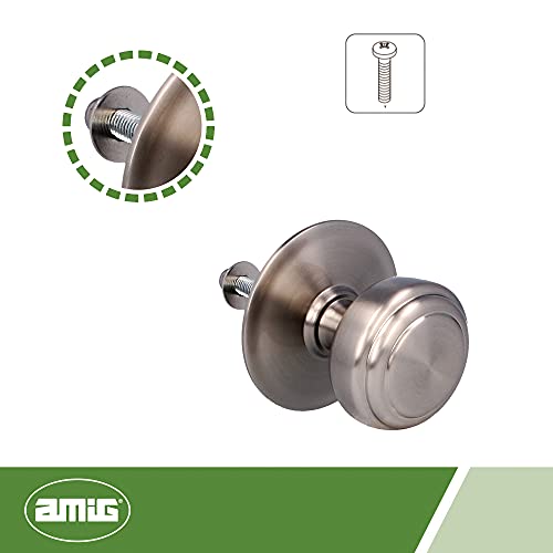 Amig - Pomo Mod 12 Plateado Redondo de Latón Macizo con Acabado Cromado Mate para Puertas Exteriores de Entrada | Diámetro Tirador Ø70 mm · Altura 68,5 mm | Incluye Tuerca de Fijación