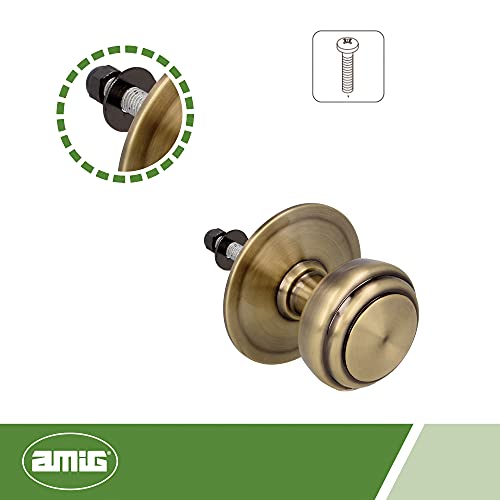 Amig - Pomo Mod 12 Redondo de Latón Macizo con Acabado Cuero para Puertas Exteriores de Entrada | Diámetro Tirador Ø70 mm · Altura 68,5 mm | Fácil de Instalar Incluye Tuerca de Fijación