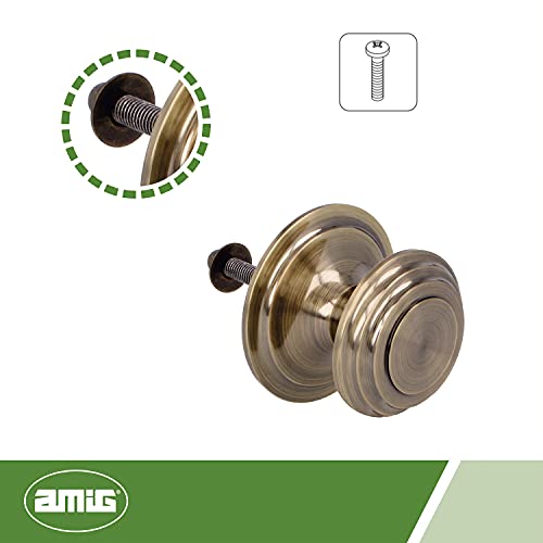 Amig - Pomo Mod 13 con Tirador Tallado de Latón Macizo con Acabado Cuero para Puertas Exteriores de Entrada | Diámetro Tirador Ø76 mm · Altura 63,5 mm | Fácil de Instalar Incluye Tuerca de Fijación