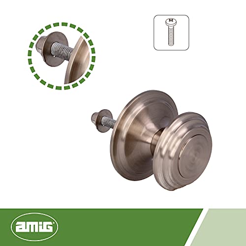 Amig - Pomo Mod 13 Plateado con Tirador Tallado de Latón Macizo con Acabado Cromado Mate para Puertas Exteriores de Entrada | Diámetro Tirador Ø76 mm · Altura 63,5 mm | Incluye Tuerca de Fijación