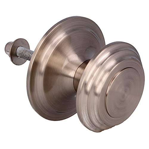 Amig - Pomo Mod 13 Plateado con Tirador Tallado de Latón Macizo con Acabado Cromado Mate para Puertas Exteriores de Entrada | Diámetro Tirador Ø76 mm · Altura 63,5 mm | Incluye Tuerca de Fijación