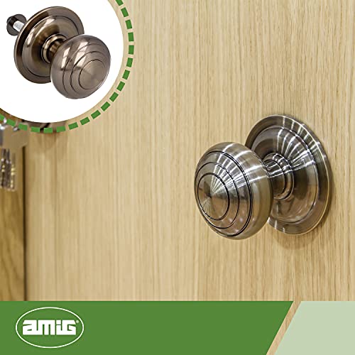 Amig - Pomo Mod 14 Plateado Redondo de Latón Macizo con Acabado Cromado Mate para Puertas Exteriores de Entrada | Diámetro Tirador Ø61 mm · Altura 72,5 mm | Incluye Tuerca de Fijación