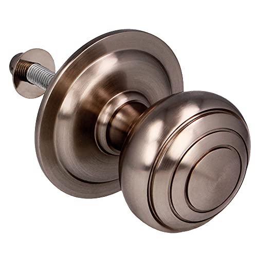 Amig - Pomo Mod 14 Plateado Redondo de Latón Macizo con Acabado Cromado Mate para Puertas Exteriores de Entrada | Diámetro Tirador Ø61 mm · Altura 72,5 mm | Incluye Tuerca de Fijación