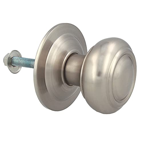 Amig - Pomo Mod. 53 Plateado Redondo de Latón con Acabado Cromado Mate para Puertas Exteriores de Entrada, Diámetro Tirador Ø70 mm · Altura 73,5 mm, Incluye Tornillo y Tuerca de Fijación, Cromo Mate