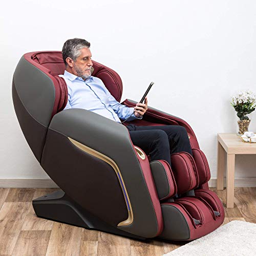 Ananda® Sillón de Masaje 2D+ - Rojo (Modelo 2021) - 12 programas de Masaje Profesional y presoterapia - Termoterapia - Tecnología Gravedad y Espacio ”Cero” - Sonido Envolvente 3D Bluetooth - USB