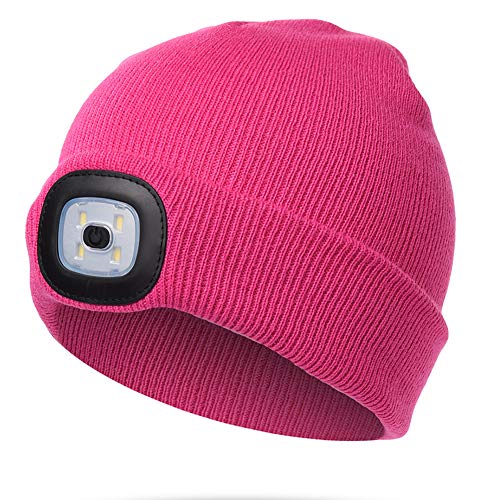 ANBET Gorro de Punto para niños con lámpara LED Mantener Caliente, Regulable, Faro Recargable USB Gran Regalo para niños y niñas