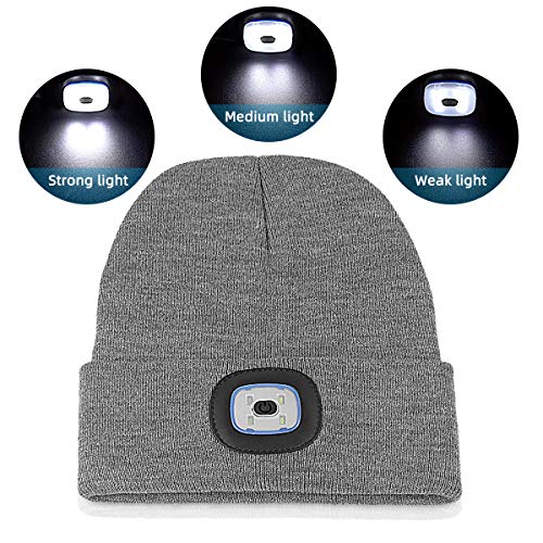 ANBET Gorro de Punto para niños con lámpara LED Mantener Caliente, Regulable, Faro Recargable USB Gran Regalo para niños y niñas